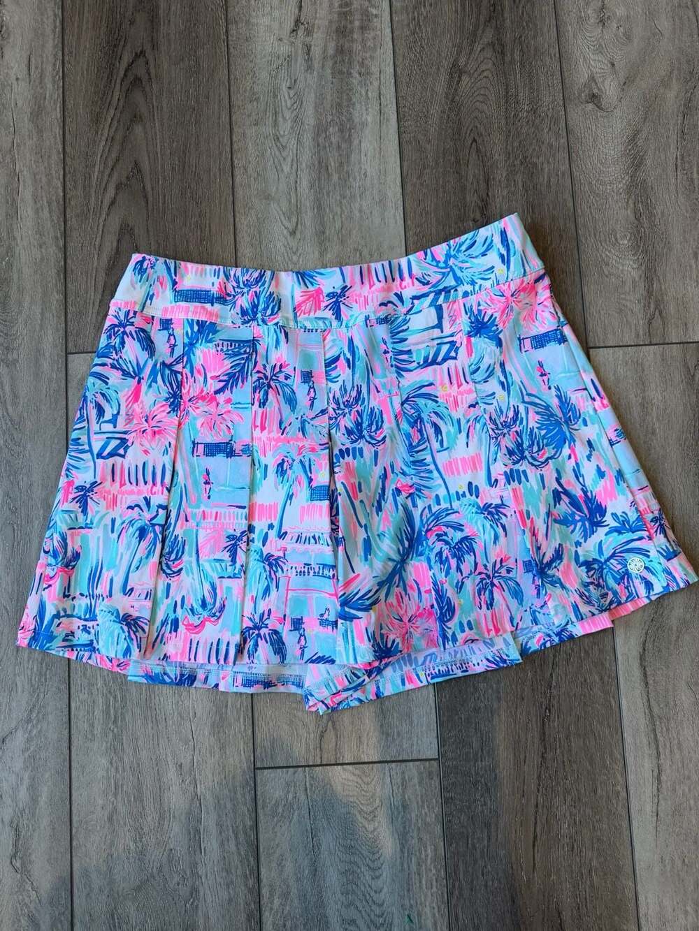 Lilly Pulitzer Luxletic Frazer Skort Pink Blue Palm Print